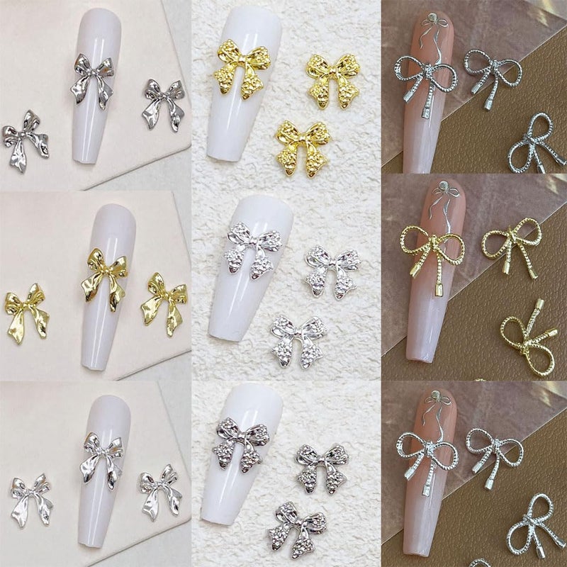 KACHIMOO 90 PCS Bow Nail Charms 3D Metal Bow Charms for Acrylic Nails Alloy Nail Bows Bowknot Nail Art Charms Gold Bows for Nails DIY Desgin - Image 3
